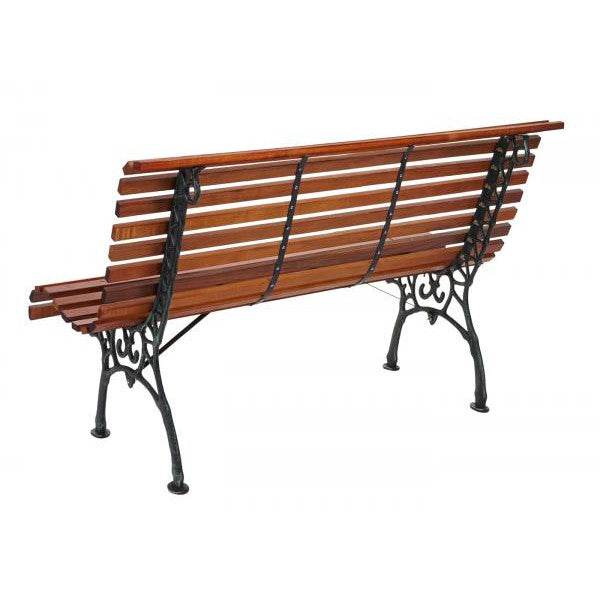 Gartenbank HWC-F97, Sitzbank Parkbank Holzbank, 2-Sitzer Gusseisen Holz 122cm 22kg ~ braun - Palo24