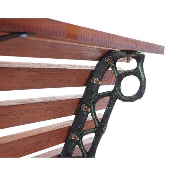 Gartenbank HWC-F97, Sitzbank Parkbank Holzbank, 2-Sitzer Gusseisen Holz 122cm 22kg ~ braun - Palo24