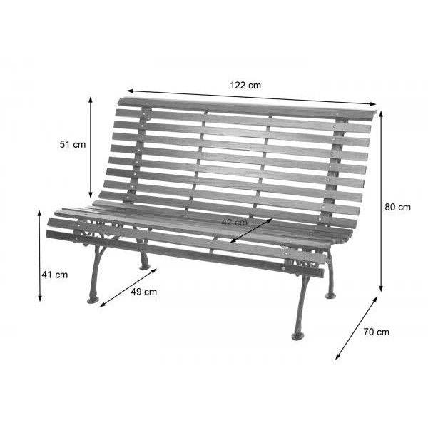 Gartenbank HWC-F97, Sitzbank Parkbank Holzbank, 2-Sitzer Gusseisen Holz 122cm 22kg ~ braun - Palo24