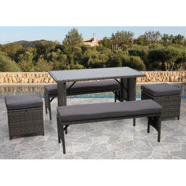 Poly-Rattan Esstisch HWC-G16, Esszimmertisch Gartentisch Tisch, Gastronomie 112x60cm ~ schwarz - Palo24