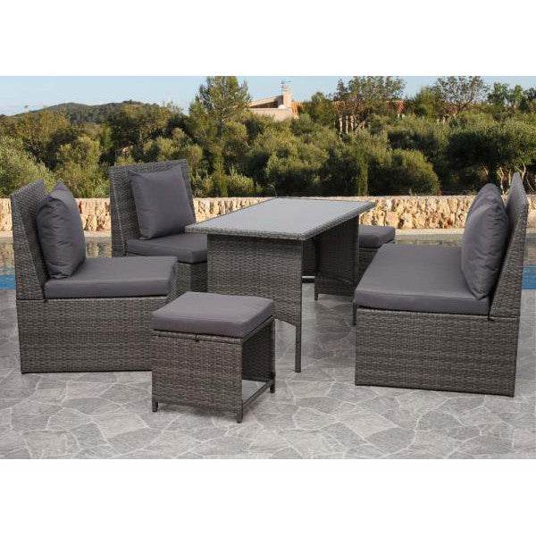Poly-Rattan Esstisch HWC-G16, Esszimmertisch Gartentisch Tisch, Gastronomie 112x60cm ~ grau - Palo24
