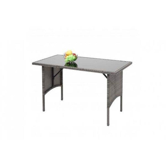 Poly-Rattan Esstisch HWC-G16, Esszimmertisch Gartentisch Tisch, Gastronomie 112x60cm ~ grau - Palo24