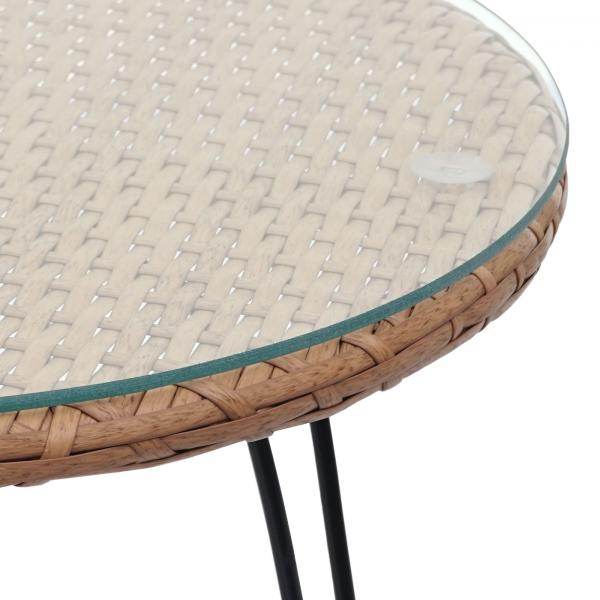 Poly-Rattan Garnitur HWC-G17, Balkon-Set Gartengarnitur Sitzgruppe Stuhl, Seil ~ naturfarben, Kissen anthrazit - Palo24