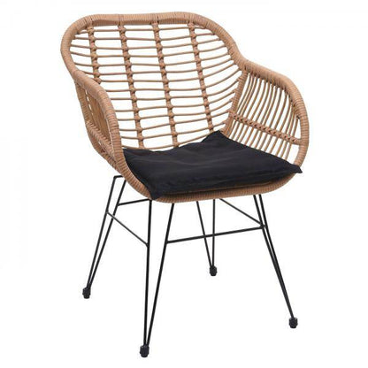 Poly-Rattan Garnitur HWC-G17, Balkon-Set Gartengarnitur Sitzgruppe Stuhl, Seil ~ naturfarben, Kissen anthrazit - Palo24