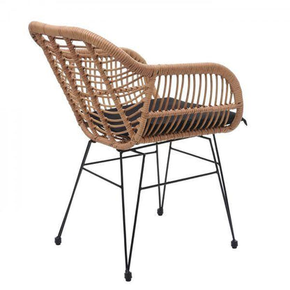 Poly-Rattan Garnitur HWC-G17, Balkon-Set Gartengarnitur Sitzgruppe Stuhl, Seil ~ naturfarben, Kissen anthrazit - Palo24