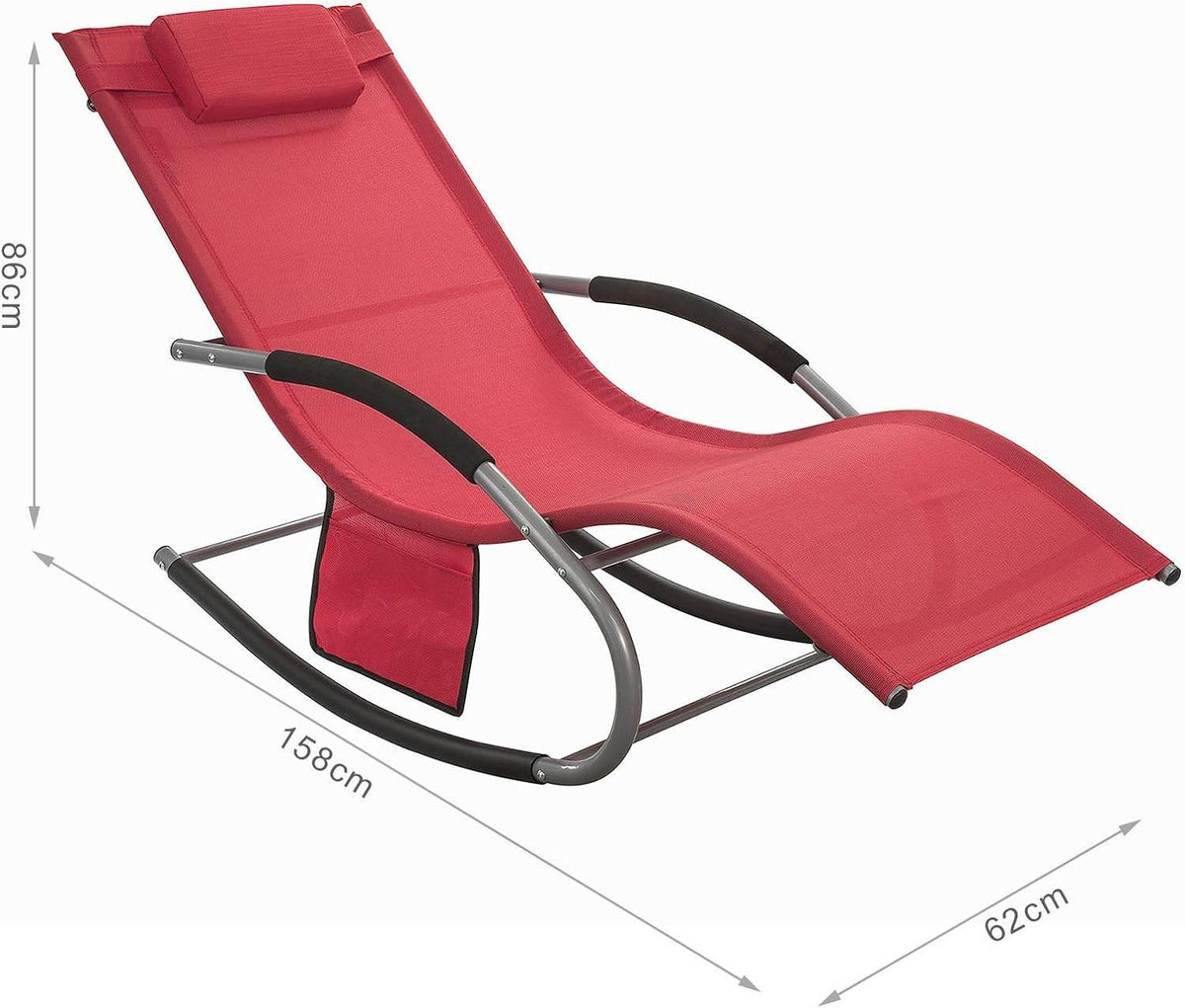 2-er Set Gartenliege | Sonnenliege mit Tasche | Liegestuhl Rot | OGS28-Rx2 - Palo24