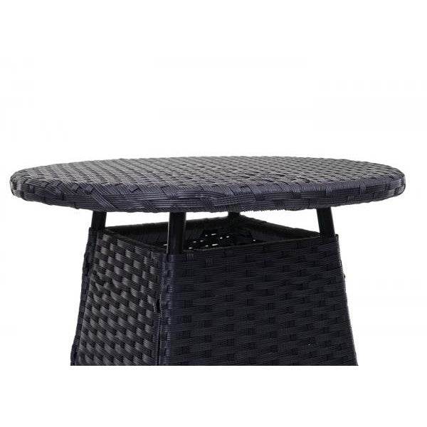 Poly-Rattan Balkonset HWC-G27, Sitzgarnitur Gartengarnitur, 2xSessel+Tisch ~ anthrazit, Kissen grau - Palo24