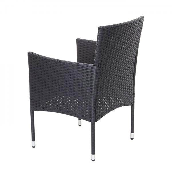 Poly-Rattan Balkonset HWC-G27, Sitzgarnitur Gartengarnitur, 2xSessel+Tisch ~ anthrazit, Kissen creme - Palo24