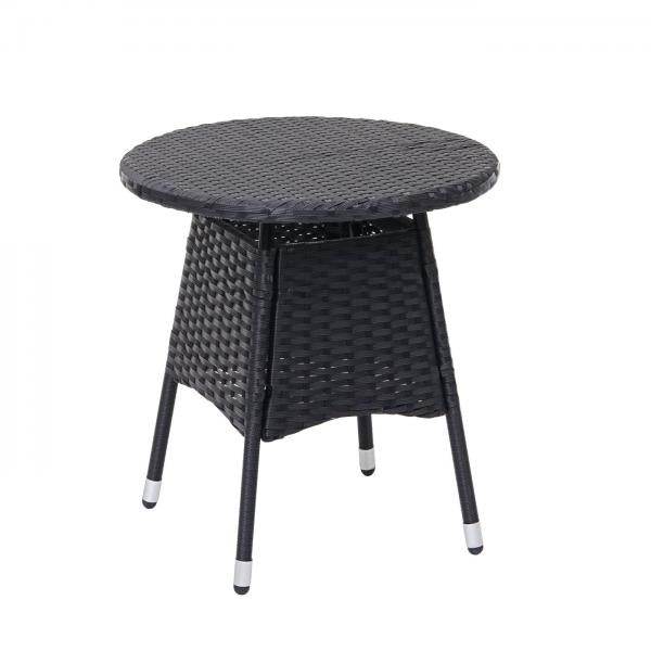 Poly-Rattan Balkonset HWC-G27, Sitzgarnitur Gartengarnitur, 2xSessel+Tisch ~ anthrazit, Kissen creme - Palo24