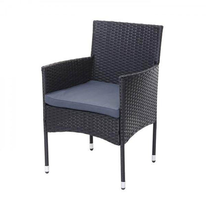 Poly-Rattan Balkonset HWC-G27, Sitzgarnitur Gartengarnitur, 2xSessel+Tisch ~ anthrazit, Kissen grau - Palo24