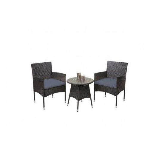 Poly-Rattan Balkonset HWC-G27, Sitzgarnitur Gartengarnitur, 2xSessel+Tisch ~ grau, Kissen grau - Palo24