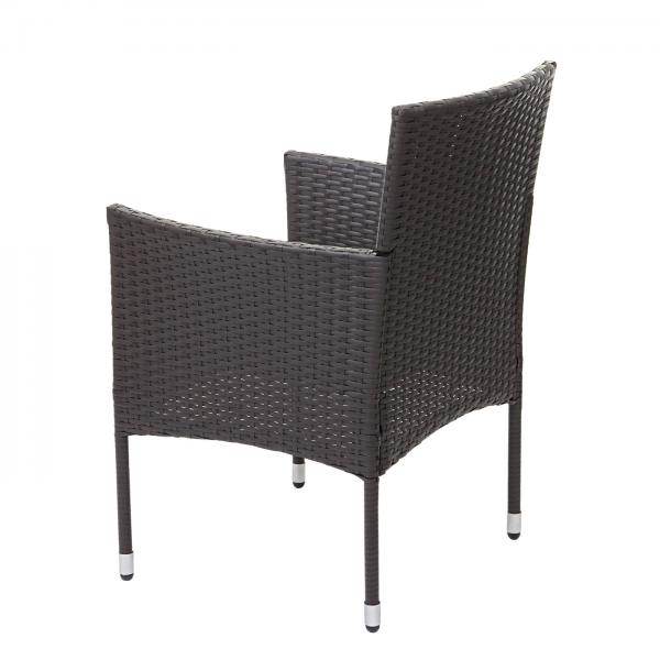 Poly-Rattan Balkonset HWC-G27, Sitzgarnitur Gartengarnitur, 2xSessel+Tisch ~ grau, Kissen grau - Palo24
