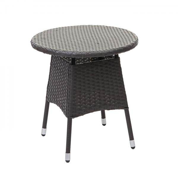 Poly-Rattan Balkonset HWC-G27, Sitzgarnitur Gartengarnitur, 2xSessel+Tisch ~ grau, Kissen creme - Palo24