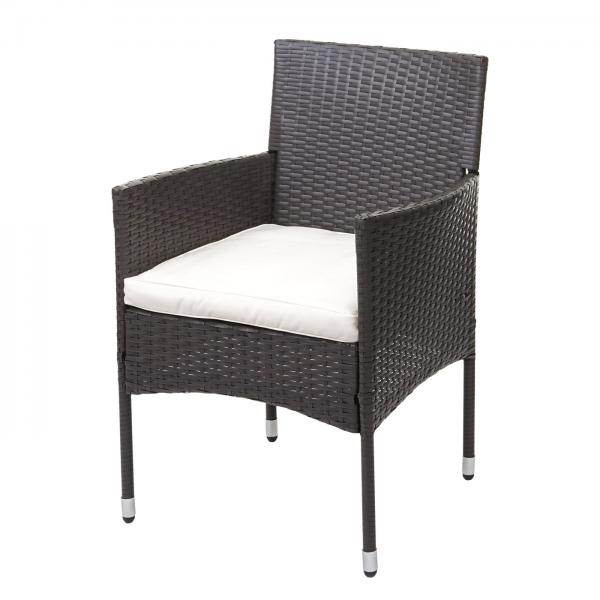 Poly-Rattan Balkonset HWC-G27, Sitzgarnitur Gartengarnitur, 2xSessel+Tisch ~ grau, Kissen creme - Palo24