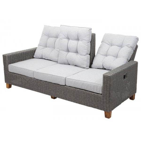 Gartengarnitur HWC-G28, Sitzgruppe Lounge-Set, Akazie Holz halbrundes Rattan verstellbar MVG ~ grau, Kissen hellgrau - Palo24