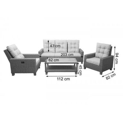 Gartengarnitur HWC-G28, Sitzgruppe Lounge-Set, Akazie Holz halbrundes Rattan verstellbar MVG ~ grau, Kissen hellgrau - Palo24