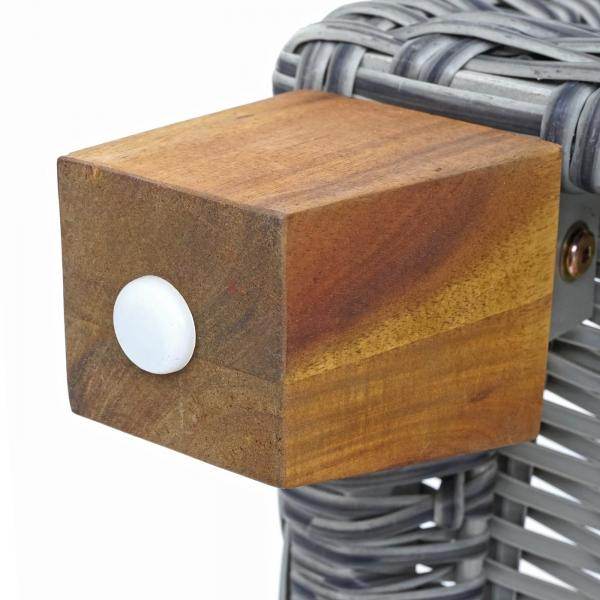 Gartengarnitur HWC-G28, Sitzgruppe Lounge-Set, Akazie Holz halbrundes Rattan verstellbar MVG ~ grau, Kissen hellgrau - Palo24