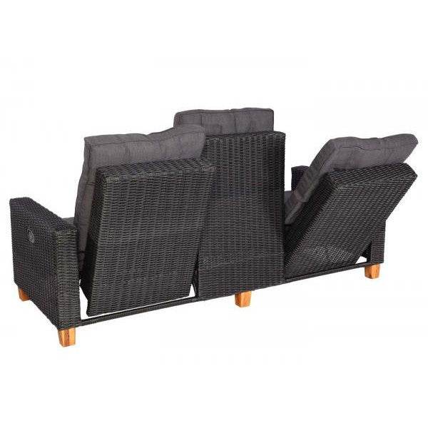 Gartengarnitur HWC-G28, Sitzgruppe Lounge-Set, Akazie Holz halbrundes Rattan verstellbar MVG ~ anthrazit, Kissen grau - Palo24