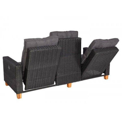 Gartengarnitur HWC-G28, Sitzgruppe Lounge-Set, Akazie Holz halbrundes Rattan verstellbar MVG ~ anthrazit, Kissen grau - Palo24