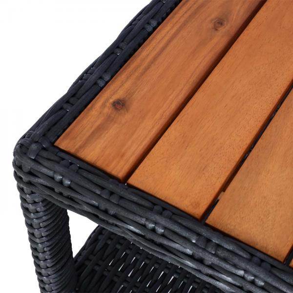 Gartengarnitur HWC-G28, Sitzgruppe Lounge-Set, Akazie Holz halbrundes Rattan verstellbar MVG ~ anthrazit, Kissen grau - Palo24