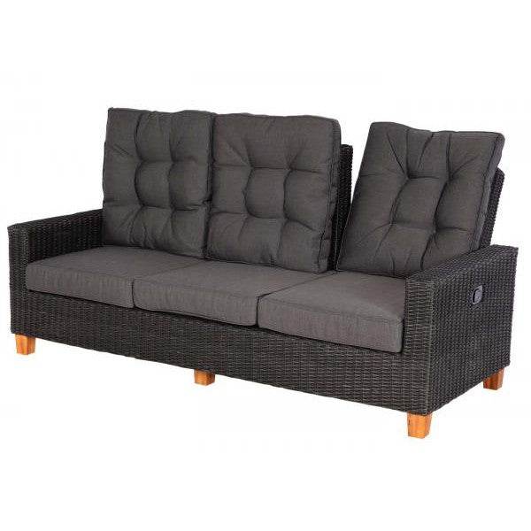Gartengarnitur HWC-G28, Sitzgruppe Lounge-Set, Akazie Holz halbrundes Rattan verstellbar MVG ~ anthrazit, Kissen grau - Palo24