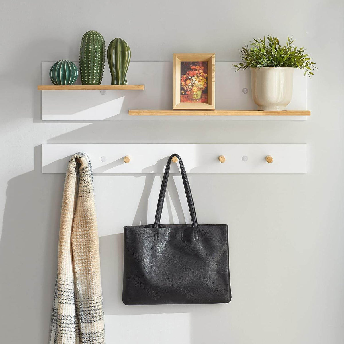 2-teilige Wandgarderobe | Hängeregal | Flurgarderobe Weiss FHK21-WN - Palo24