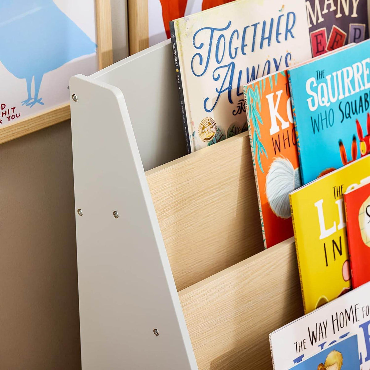 Kinderbücherregal | Zeitungsständer | Aufbewahrungsregal für Kinder | Grau/Natur - Palo24