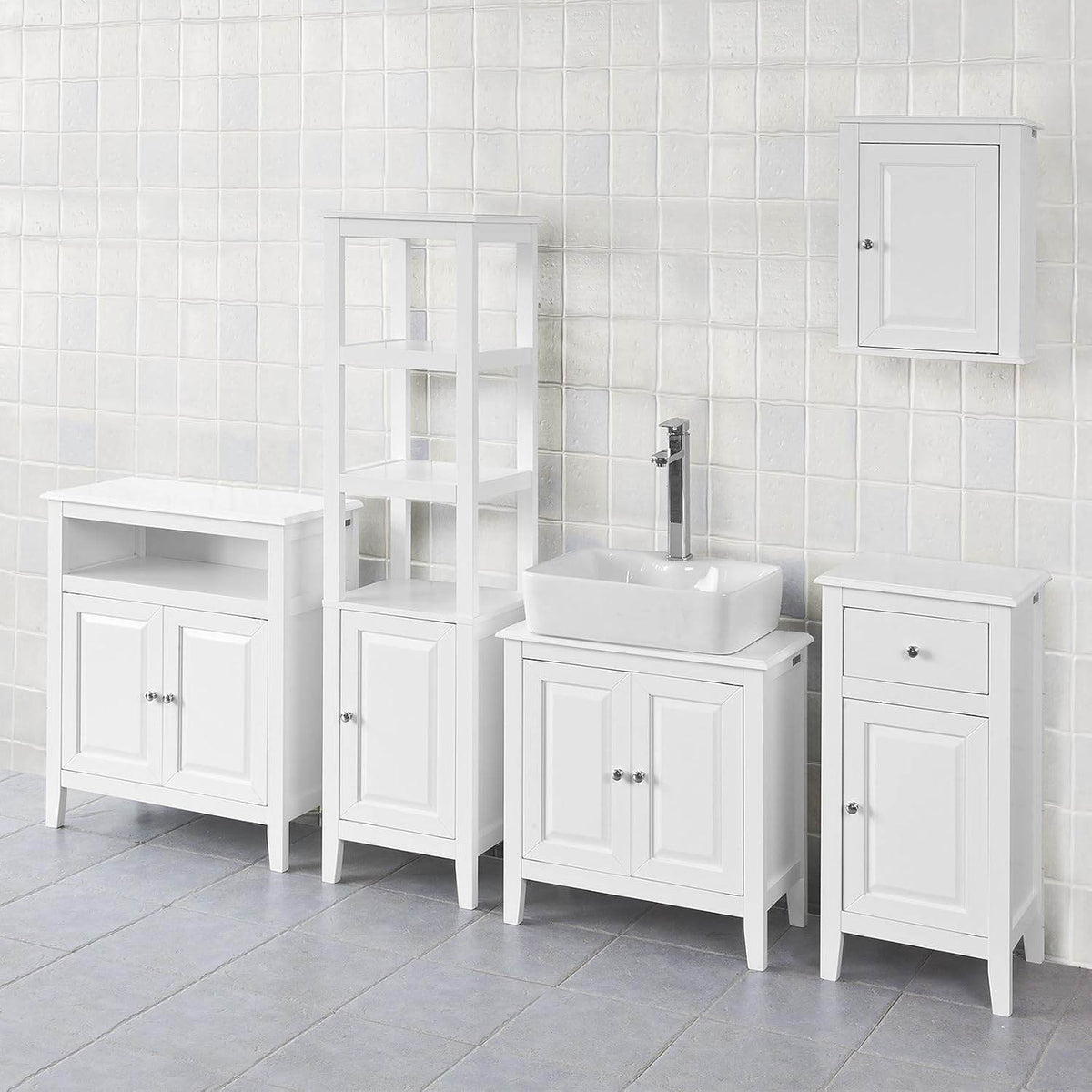 Waschbeckenunterschrank Weiss Badezimmerschrank | Landhaus | FRG202-W - Palo24