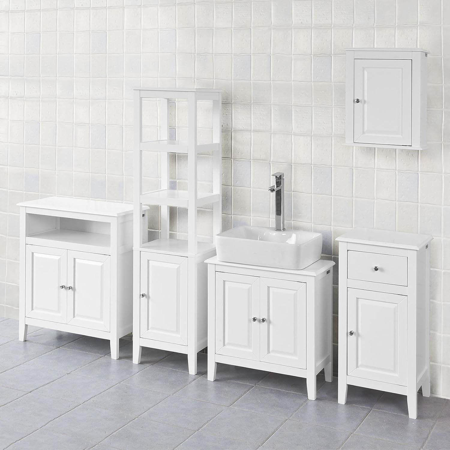 Waschbeckenunterschrank Weiss Badezimmerschrank | Landhaus | FRG202-W - Palo24