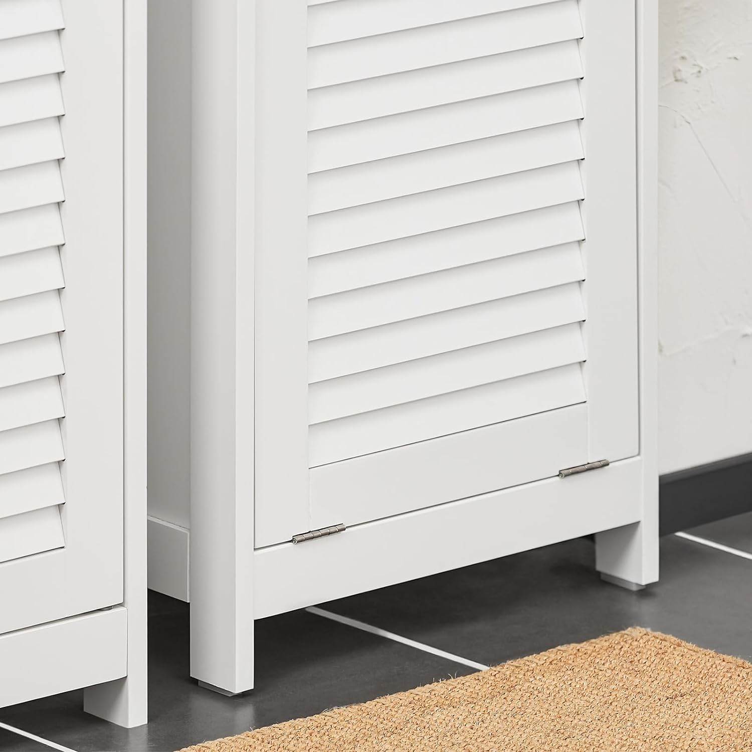 Hochschrank mit ausklappbarem Wäschesack | schmal Wäscheschrank | Badregal | Weiss BZR124-W - Palo24