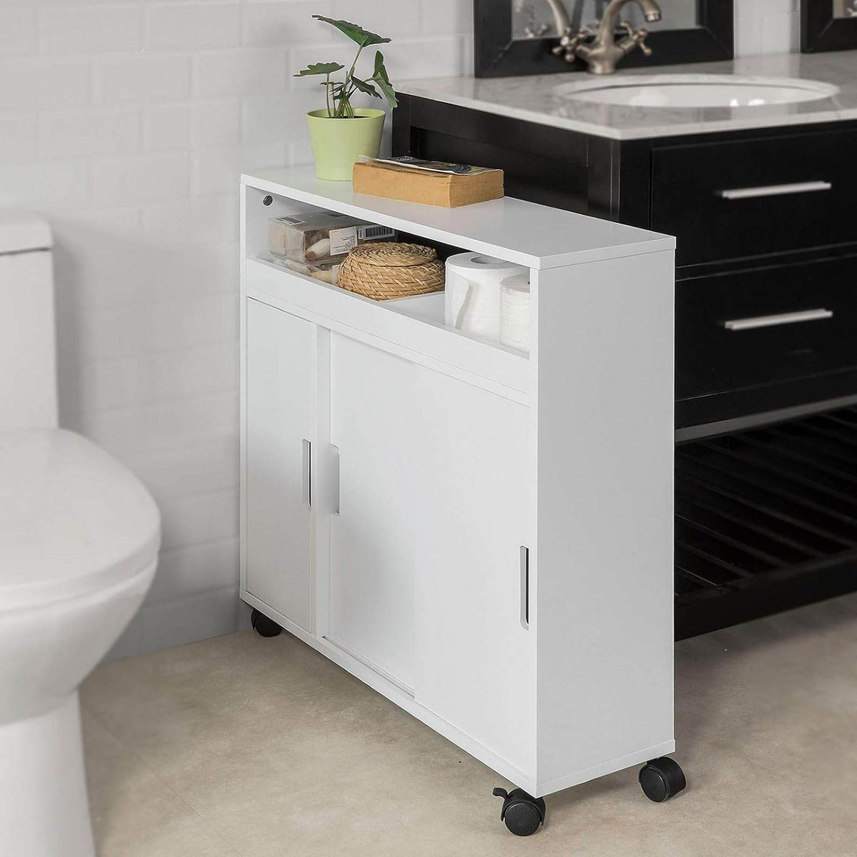 Badrollwagen | Nischenschrank | Badschrank Weiss BZR02-W - Palo24