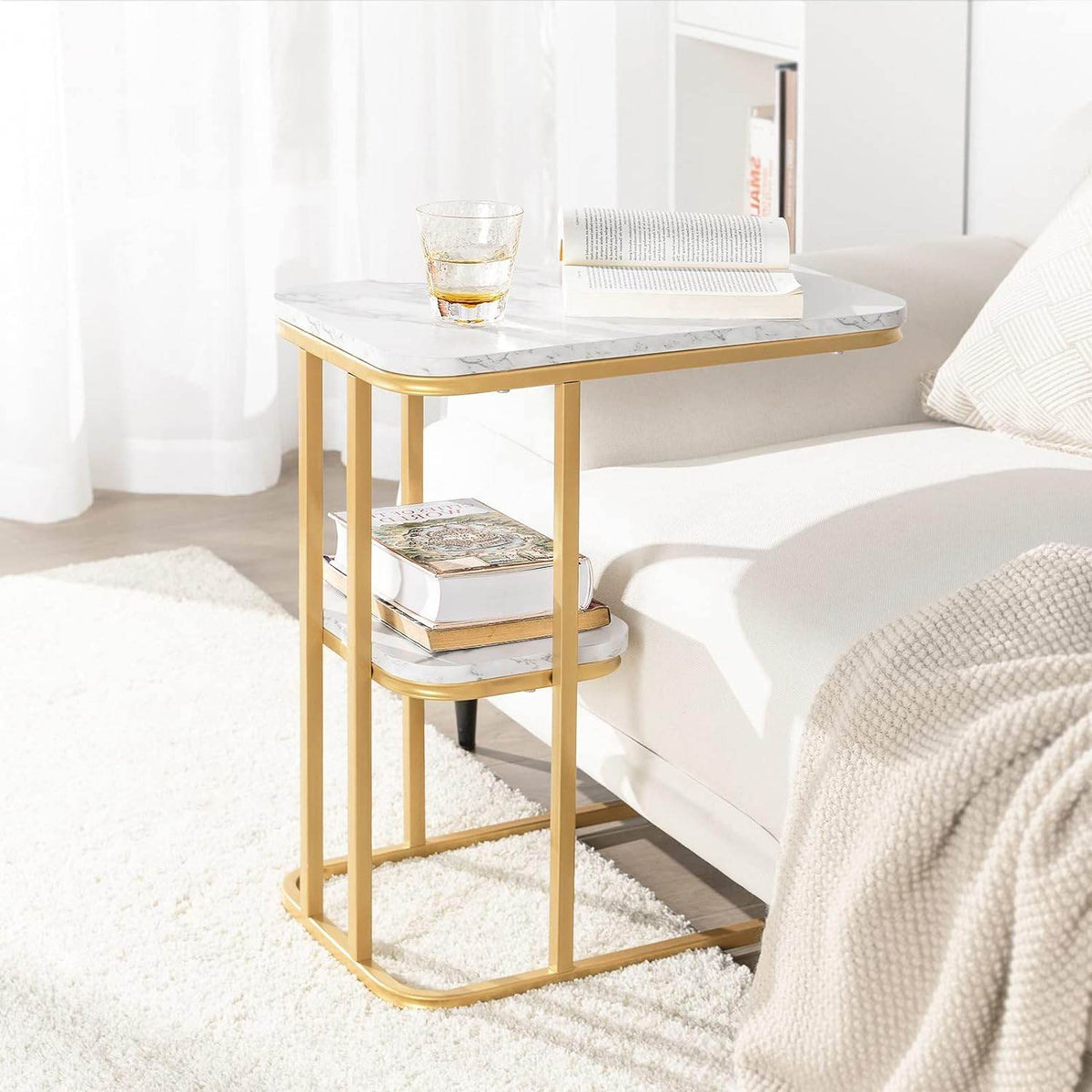 Beistelltisch | Pflegetisch mit goldenem Metallgestell | Couchtisch Sofa | FBT110-G - Palo24