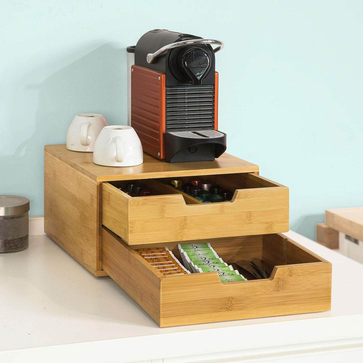 Kaffeekapsel Box | Aufbewahrungsbox | Schubladenbox Bambus | FRG82-N - Palo24