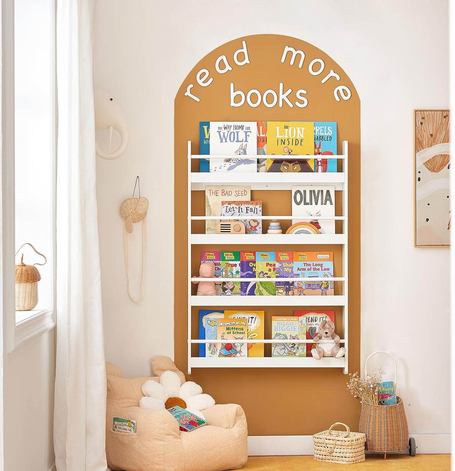 Kinder Bücherregal | Wandregal für Kinder | mit 4 Ablagen | KMB08-W - Palo24