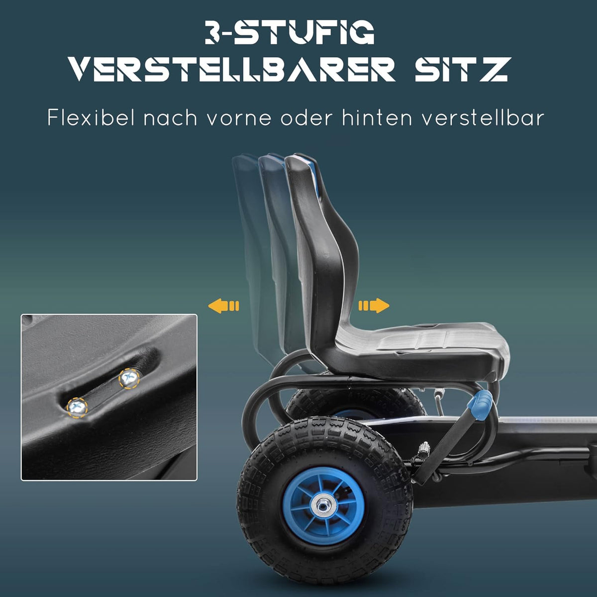 Kinderfahrzeug mit verstellbarem Sitz und Gummireifen