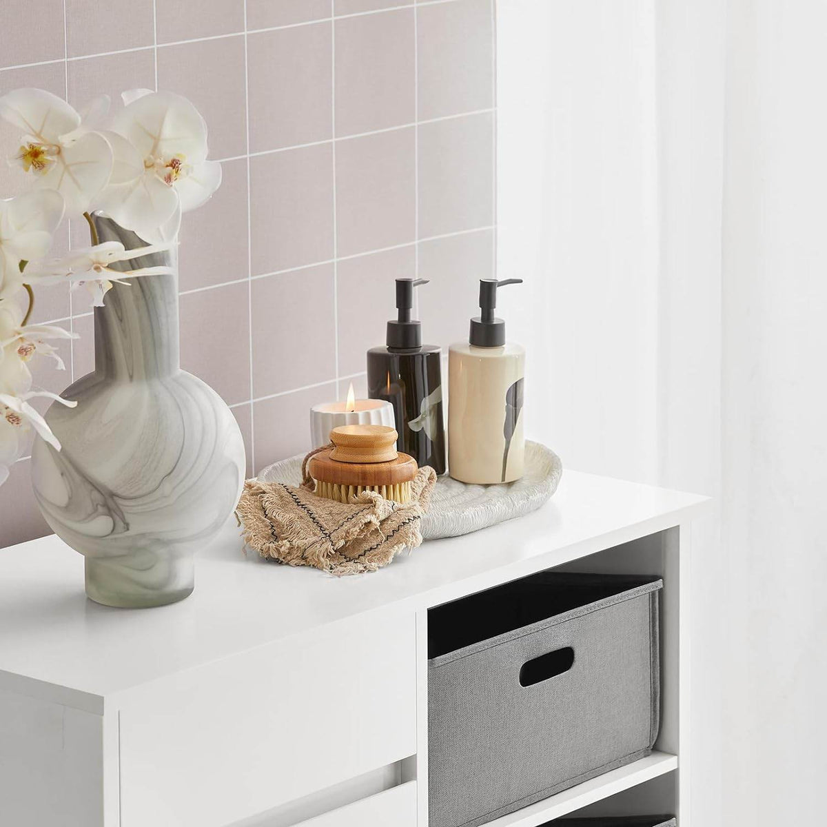Wäscheschrank | Wäschesammler | Wäschekorb | Badezimmerschrank Weiss BZR77-W - Palo24