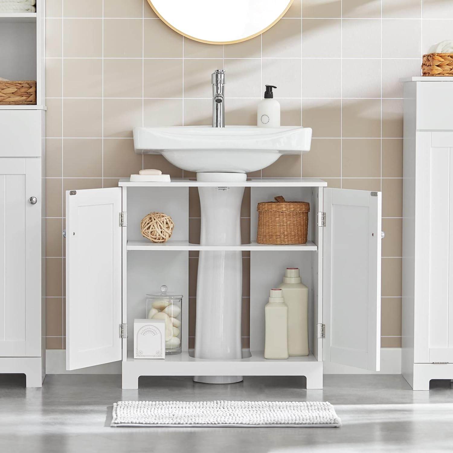 Waschbeckenunterschrank | Badezimmerschrank Weiss Badmöbel | BZR18-II-W - Palo24