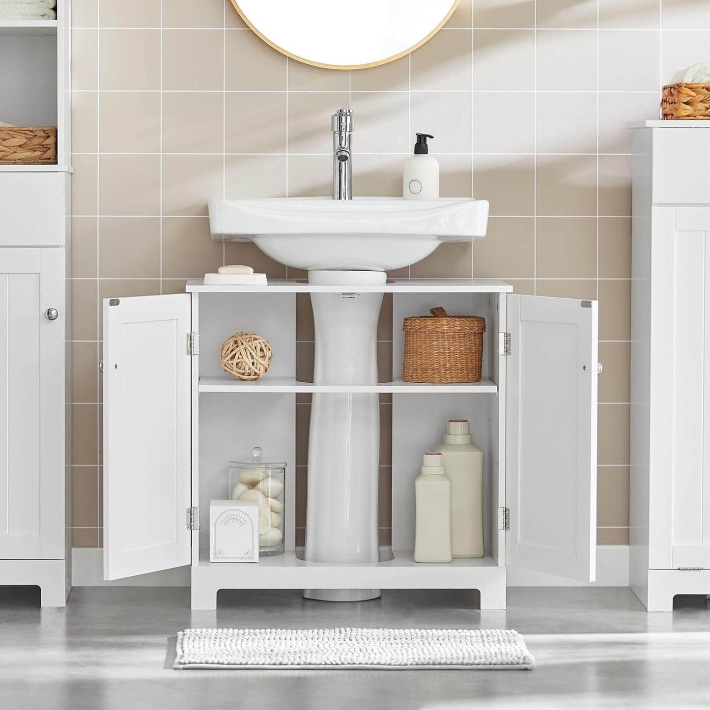 Waschbeckenunterschrank | Badezimmerschrank Weiss Badmöbel | BZR18-II-W - Palo24