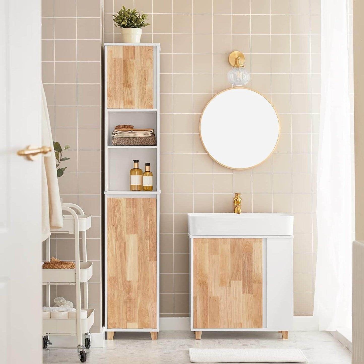 Bad Hochschrank | Badschrank | Wäscheschrank | Badmöbel | BZR74-W - Palo24