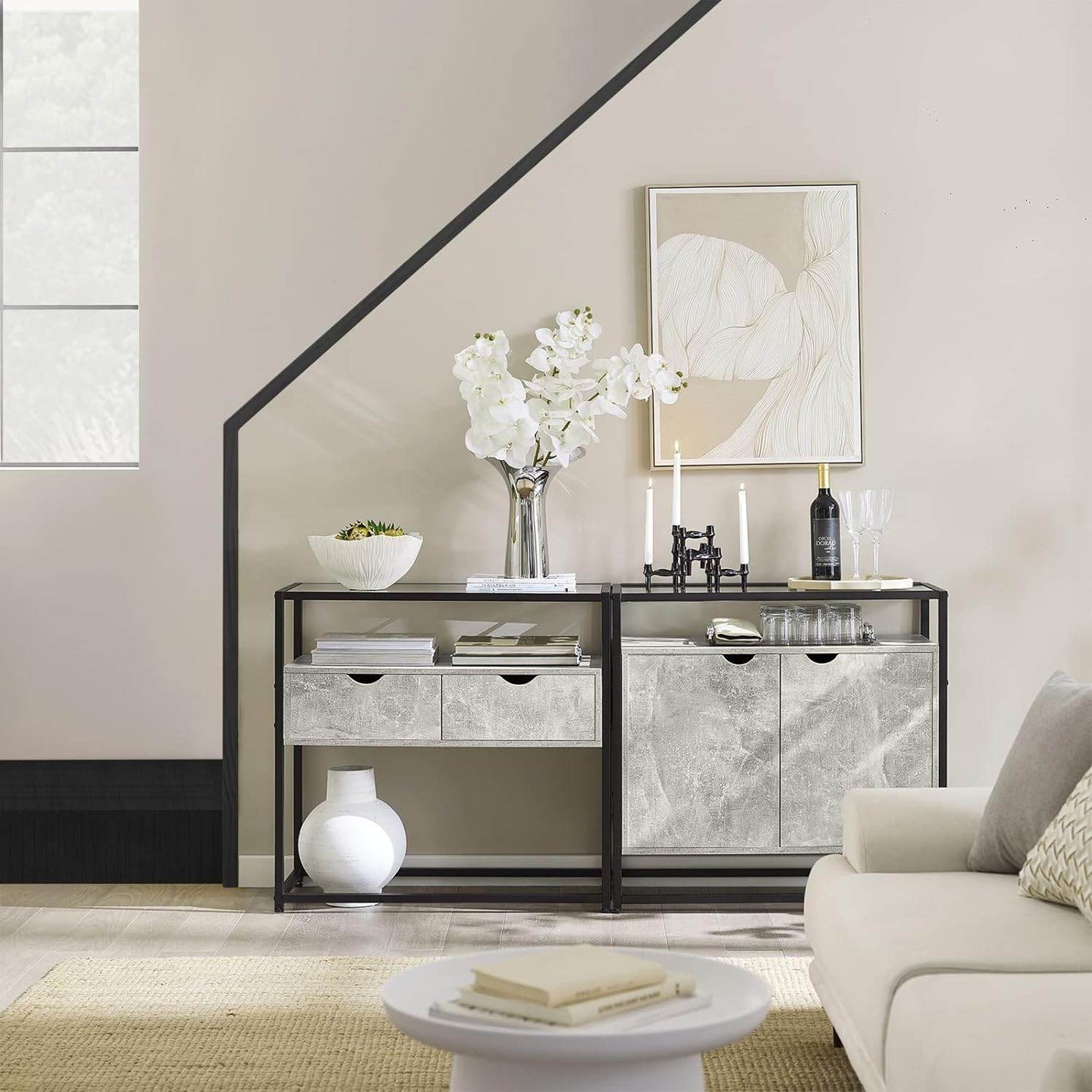 Beistelltisch | Sideboard | Flurtisch | Konsolentisch Hellgrau | FSB54-HG - Palo24