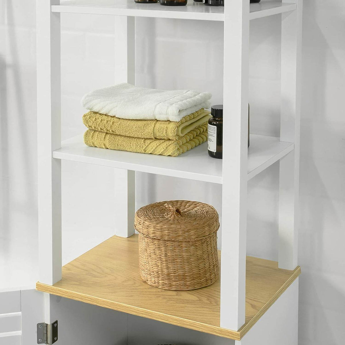 Bad Hochschrank | Badschrank Weiss Badezimmermöbel | BZR43-W - Palo24