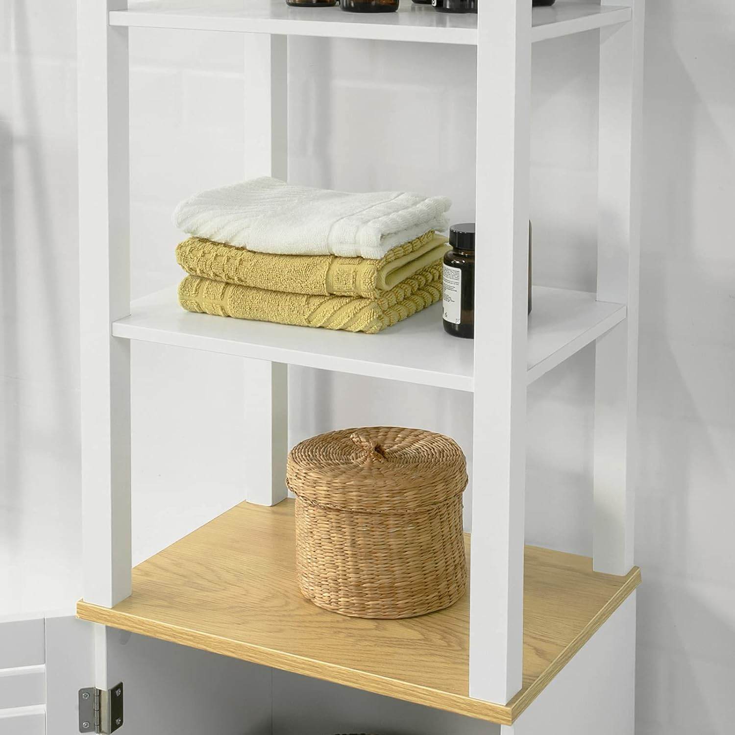 Bad Hochschrank | Badschrank Weiss Badezimmermöbel | BZR43-W - Palo24
