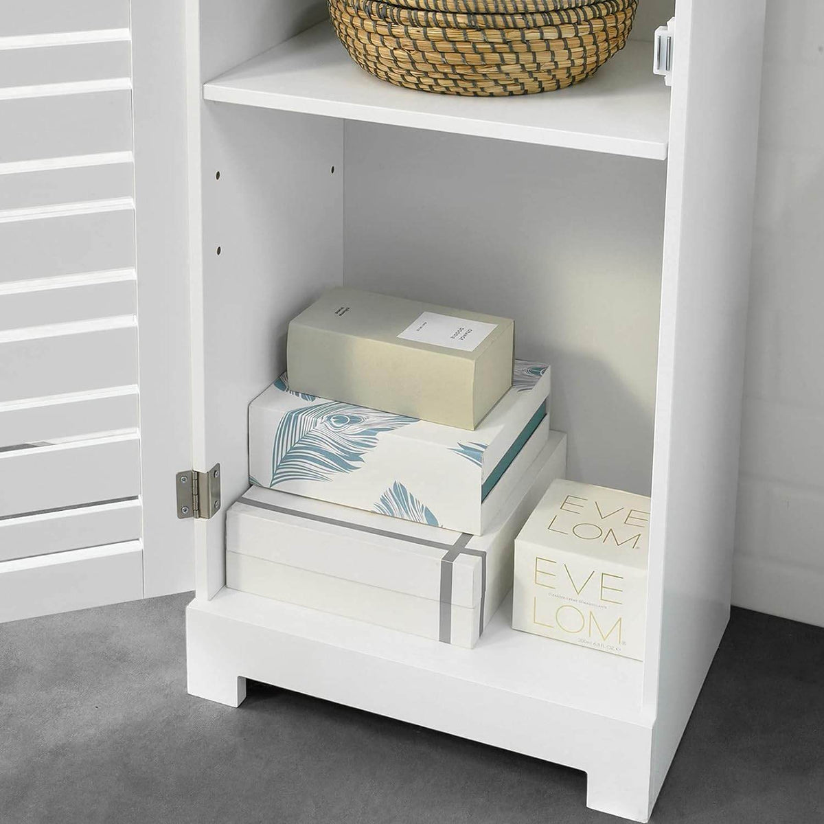 Bad Hochschrank | Badschrank Weiss Badezimmermöbel | BZR43-W - Palo24