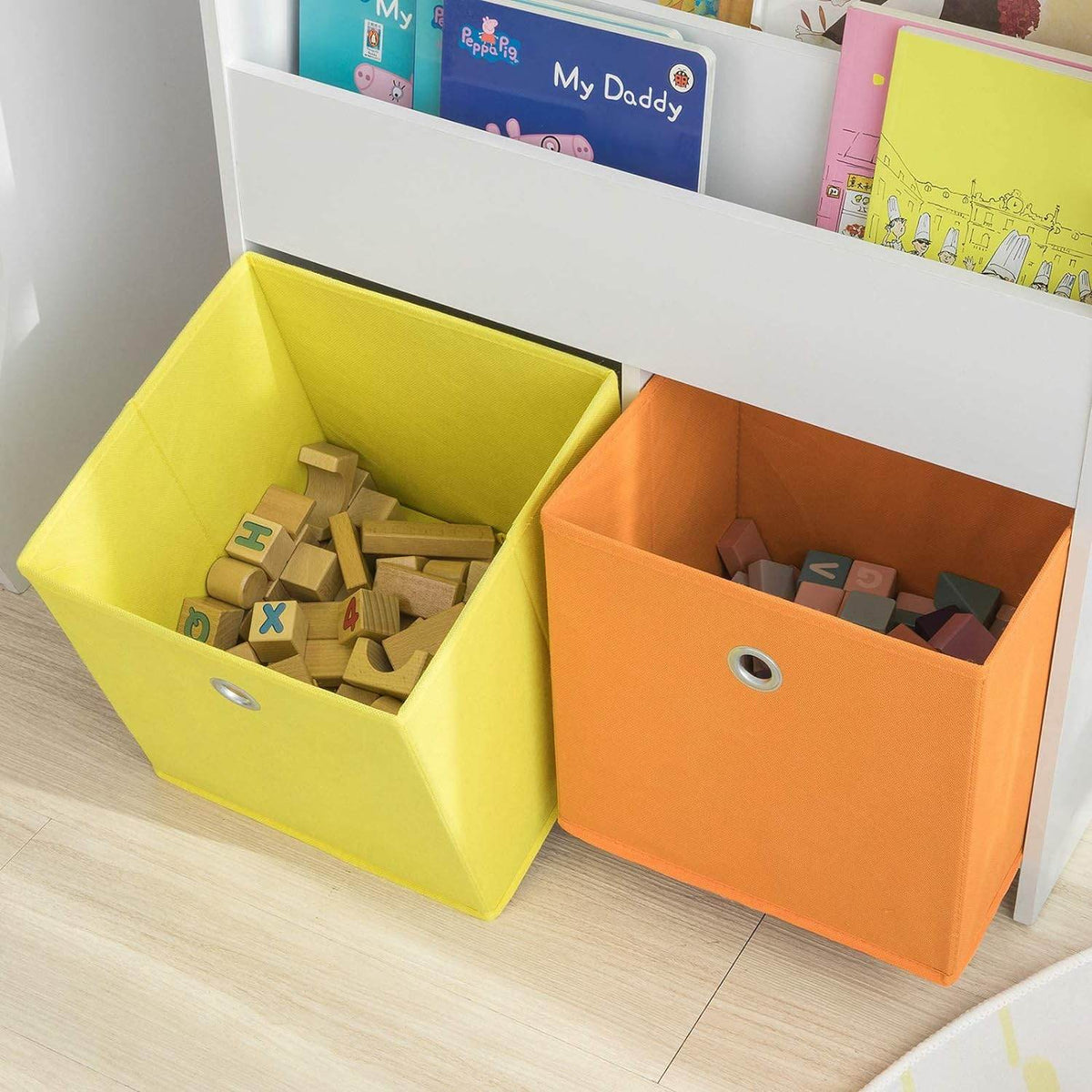 Kinderbücherregal | Spielzeugtruhe | Aufbewahrungsregal für Kinder | Weiss KMB27-W - Palo24