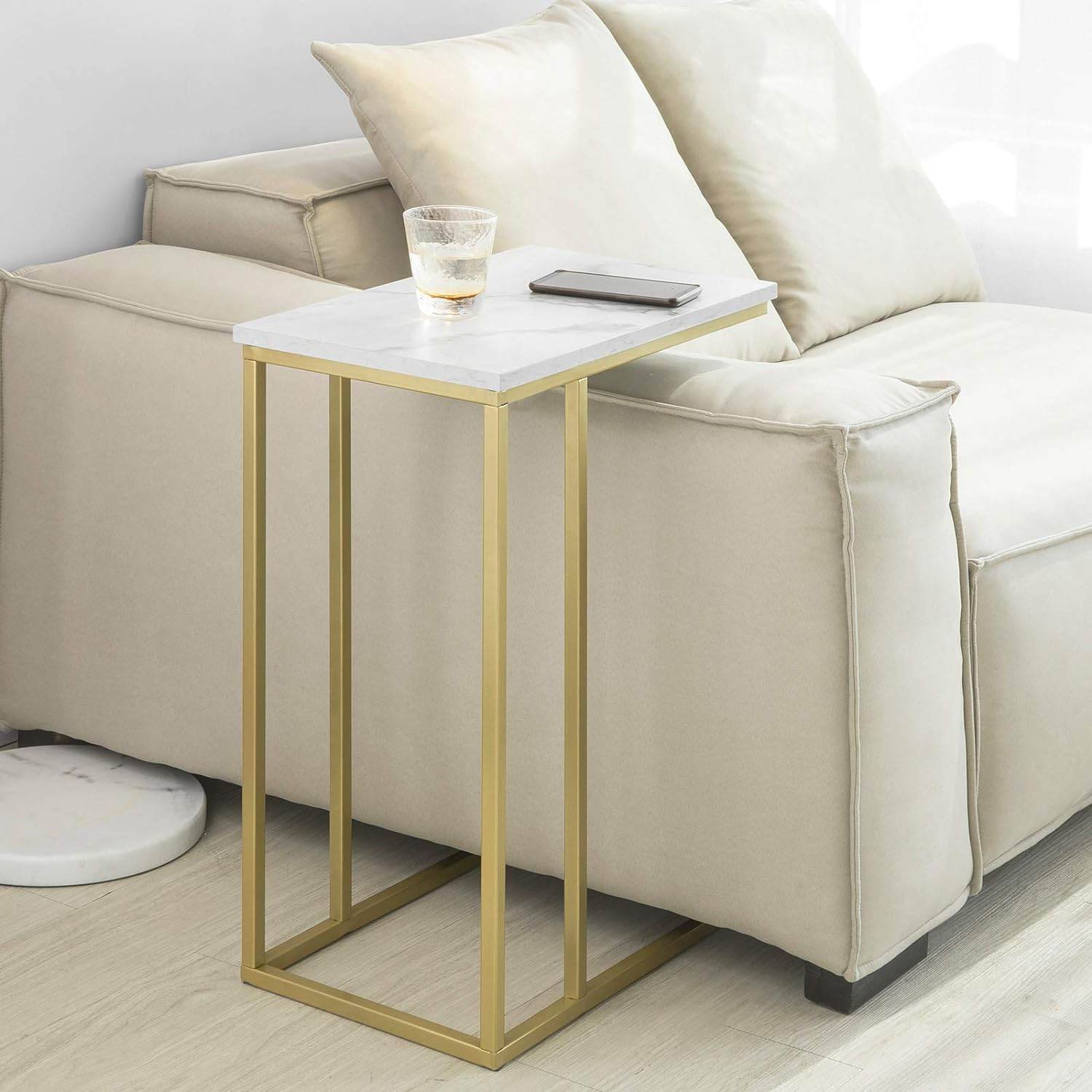 Beistelltisch | Pflegetisch mit goldenem Metallgestell | Couchtisch Sofa | FBT87-G - Palo24