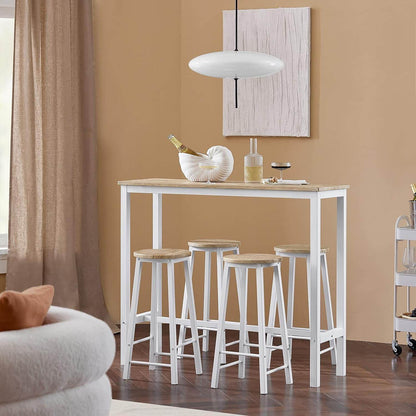 5-teilig Bartisch mit 4 Stühlen | Esstisch set | Stehtisch | Sitzgruppe | Weiss-Natur | OGT22-WN - Palo24