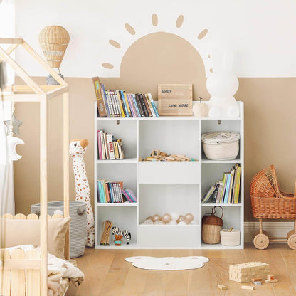 Kinderbücherregal | Spielzeugtruhe | Aufbewahrungsregal für Kinder | Weiss KMB55-W - Palo24