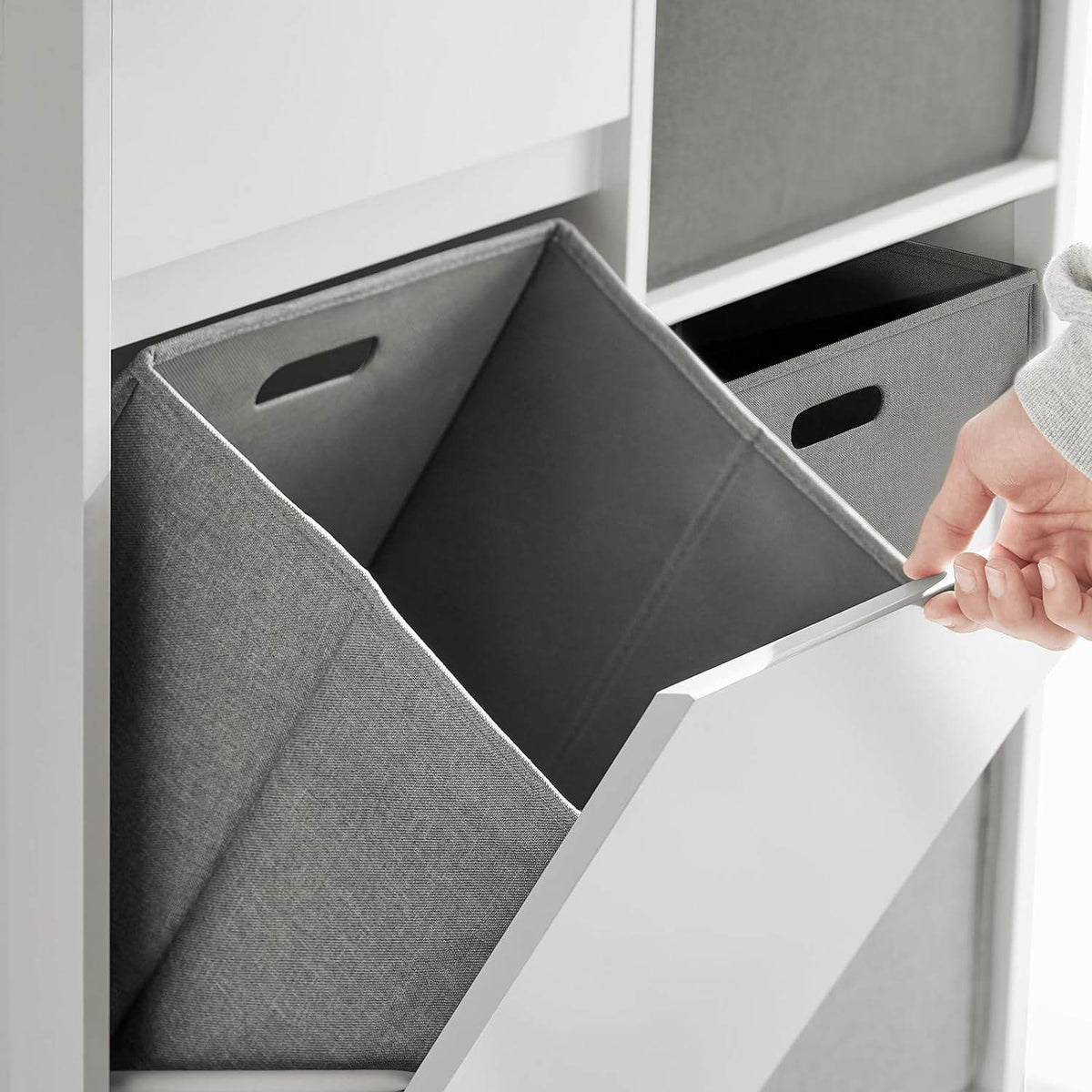 Wäscheschrank | Wäschesammler | Wäschekorb | Badezimmerschrank Weiss BZR77-W - Palo24