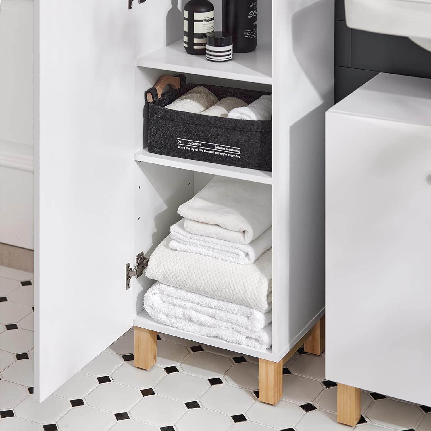 Bad Hochschrank | Badschrank | Badregal | Badmöbel Weiss BZR91-W - Palo24