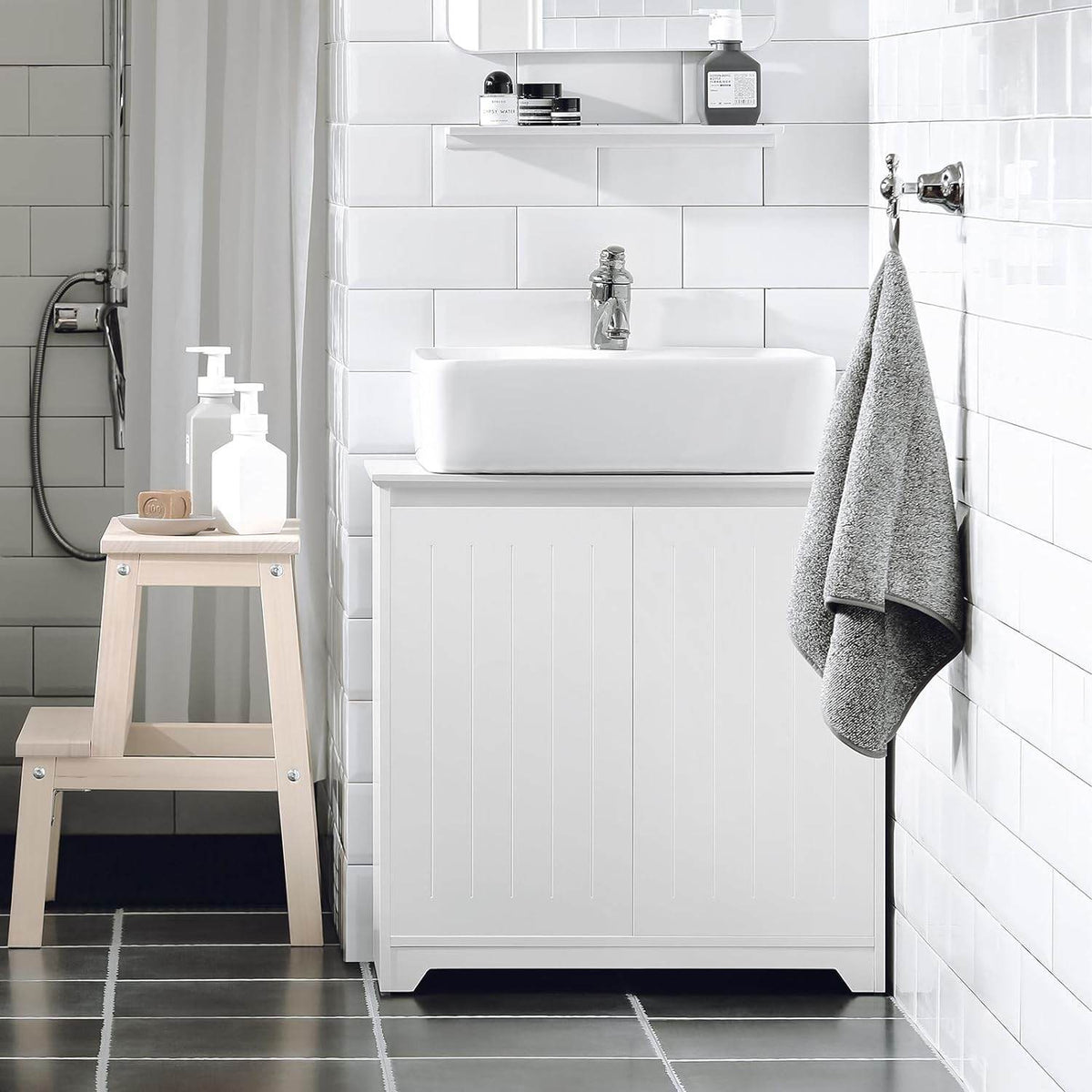 Waschbeckenunterschrank | Badezimmerschrank | Waschtisch | Weiss BZR108-W - Palo24